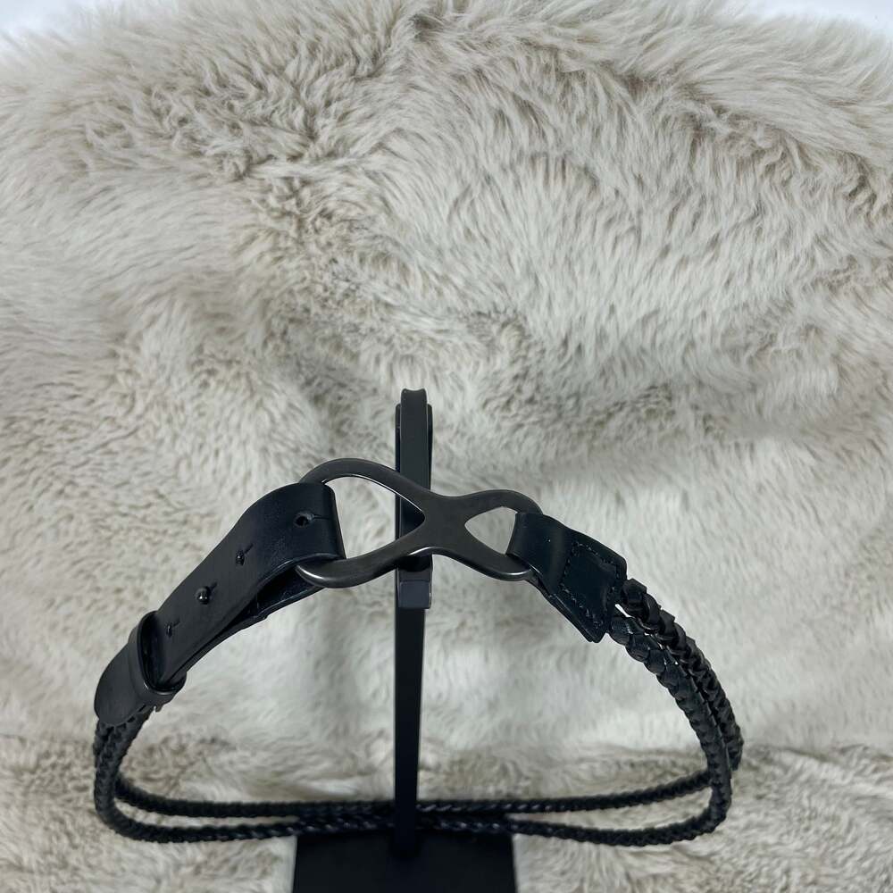 Black Made in Italy Double Braided Leather Infinity Knot Waist Belt Sz XL